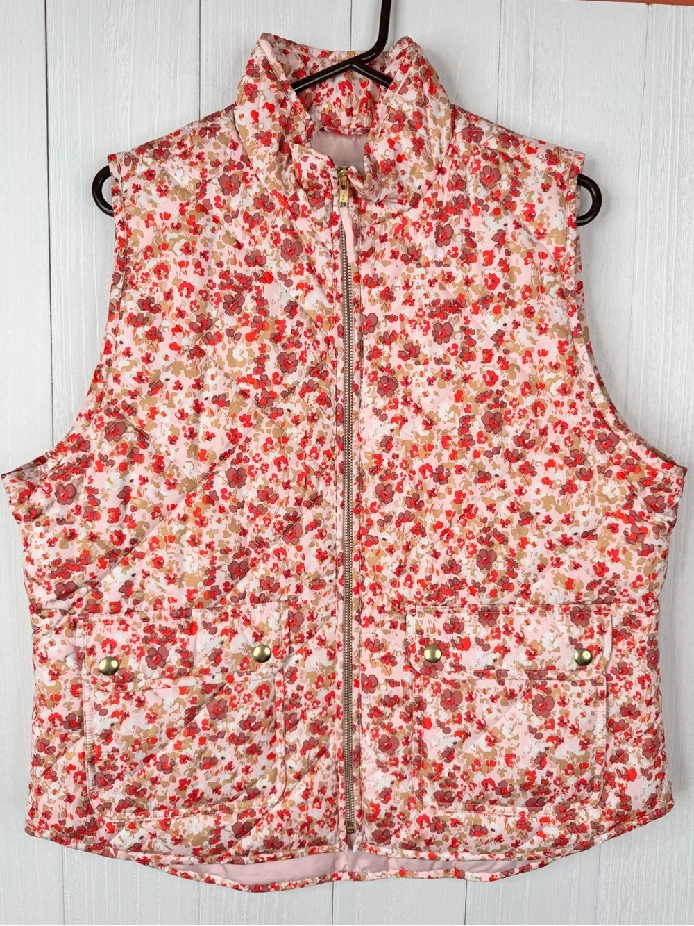 J.Crew Women's Floral Quilted Sleeveless Vest